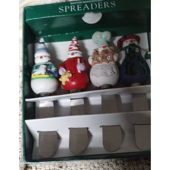 Boston Warehouse Snowman Spreader Set Of 4 Let it Snow - Picture 5 of 5